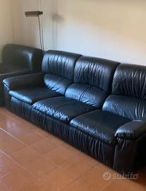 DIVANO IN PELLE NERA ANNI 80 