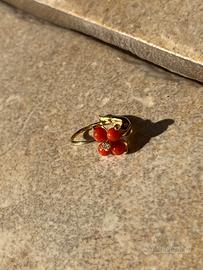 Mono orecchino corallo oro 750 vintage anni 70