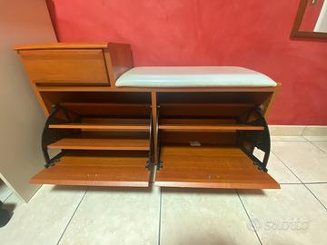 Scarpiera in legno color ciliegio