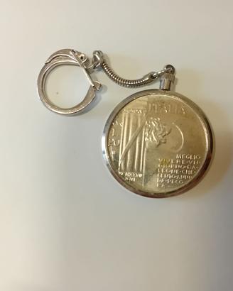PORTACHIAVI NOSTALGICO CON MONETA DA LIRE 20 ANNO