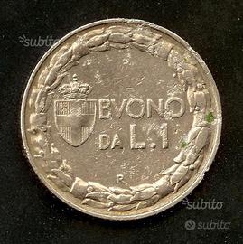 ITALIA 1928 Moneta Buono 1 Lira