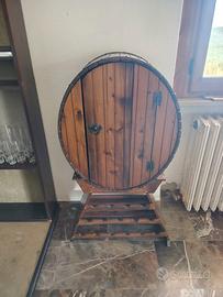 Portabottiglie vintage a forma di botte in legno