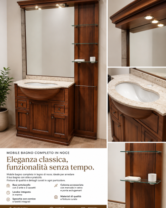 Mobile bagno in noce | Nuovo da esposizione