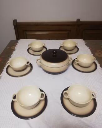 Set Consommé Brodo Boch La Louvière Anni 70 per 6