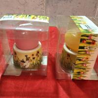 coppia candele pasquali con porta uovo ceramica 