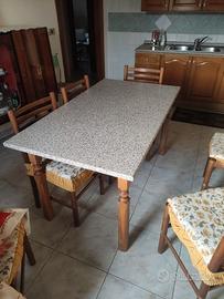 Tavolo da cucina robusto 140x80 cm completo di 6 s