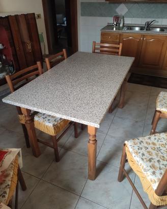 Tavolo da cucina robusto 140x80 cm completo di 6 s