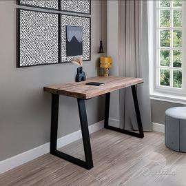 Scrivania trapeziodale in legno massello 120x60x75