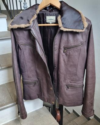 Giacca donna Conbipel vera pelle marrone con pelo 