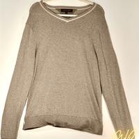 Maglione Tommy Hilfiger beige a righe bianche - M