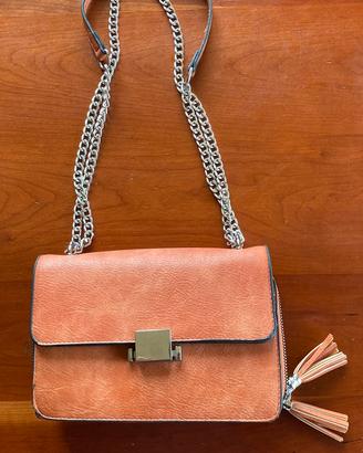 Borsa a spalla color arancione effetto pelle