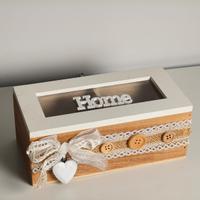 Scatola in legno shabby “Home” porta oggetti