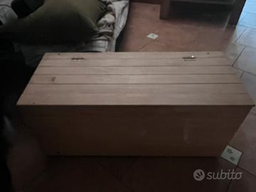 Cassapanca portaoggetti legno pino naturale grezza