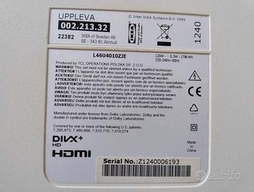 TV UPPLEVA 46" NON FUNZIONANTE