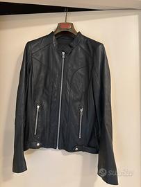 Giacca in pelle, donna blu