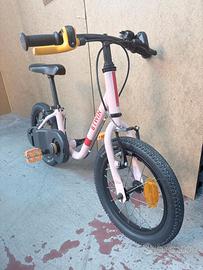 Bici Decathlon 3 in 1 rosa + barra apprendimento