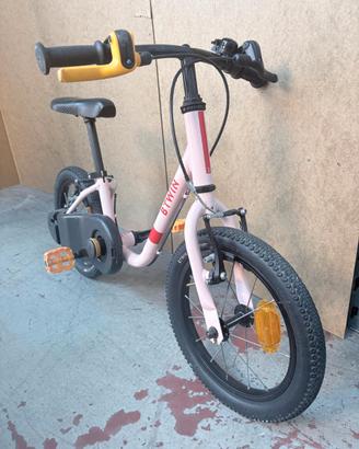 Bici Decathlon 3 in 1 rosa + barra apprendimento