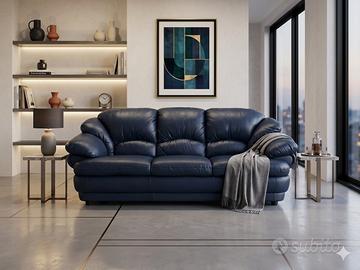 Divano in Vera pelle blu