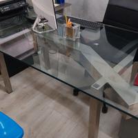 Scrivania in acciaio inox e vetro