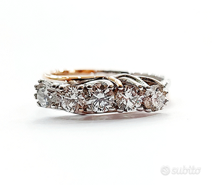 Anello riviera 5 diamanti oro rosa oro bianco