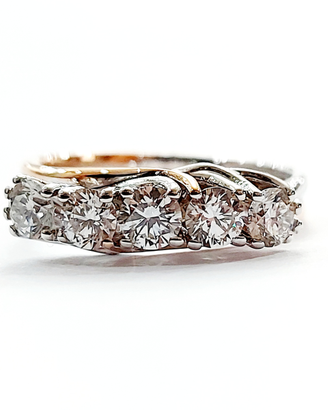 Anello riviera 5 diamanti oro rosa oro bianco