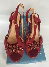 Sandalo a zeppa Stonefly bordeaux mis 38.