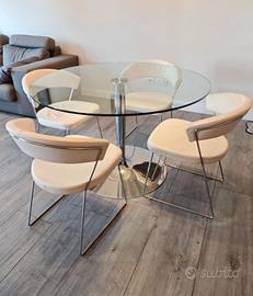 Tavolo Calligaris tondo in vetro da 120 cm 