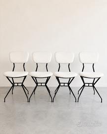 Sedie Mid-Century Modern anni ’60 bouclé bianco