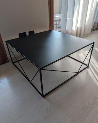 Tavolino da salotto quadrato in metallo nero