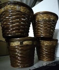 SET 4 CESTE IN VIMINI DIAMETRO 15CM PER PIANTE