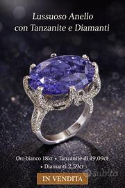 Anello Oro Bianco 18kt Tanzanite e Diamanti