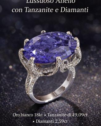 Anello Oro Bianco 18kt Tanzanite e Diamanti