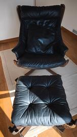 Poltrona Frau completa di poggiapiedi e cuscino