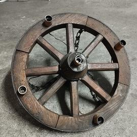 Lampadario RUOTA di CARRO vintage rustico