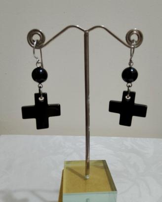 orecchini di argento e onice nero nuovi!!