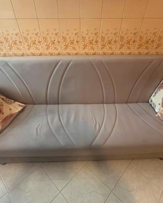 Divano letto 3 posti in microfibra grigio tortora