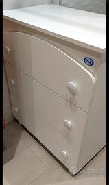 Cassettiera fasciatoio bagnetto bambini 3 cassetti