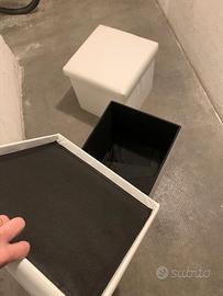 Pouf bianco portaoggetti 