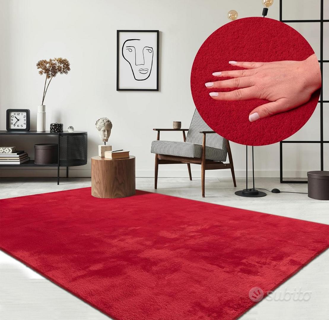 Tappeto rosso 160x230 moderno pelo corto - Arredamento e