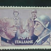Quadro olio su tela "Re d'Italia e Mussolini"