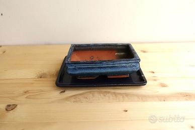 Vaso e sottovaso per piante bonsai in ceramica