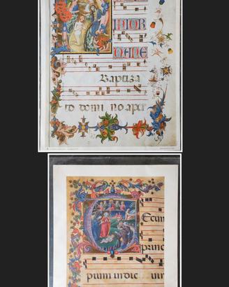 Litografie di corali con lettere miniate XV sec.