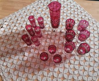 Servizio bicchieri rossi in cristallo