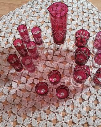 Servizio bicchieri rossi in cristallo