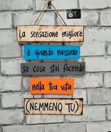 targhetta con frase in legno 
