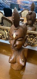 Scultura etnica Donns Africana Busto in legno