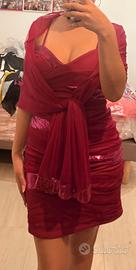 Abito da cerimonia Kuana magenta con paillettes 42