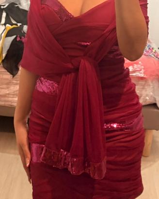 Abito da cerimonia Kuana magenta con paillettes 42