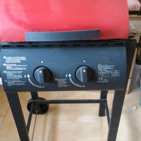 Barbecue a gas con piastre e griglie carne pesce