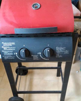 Barbecue a gas con piastre e griglie carne pesce